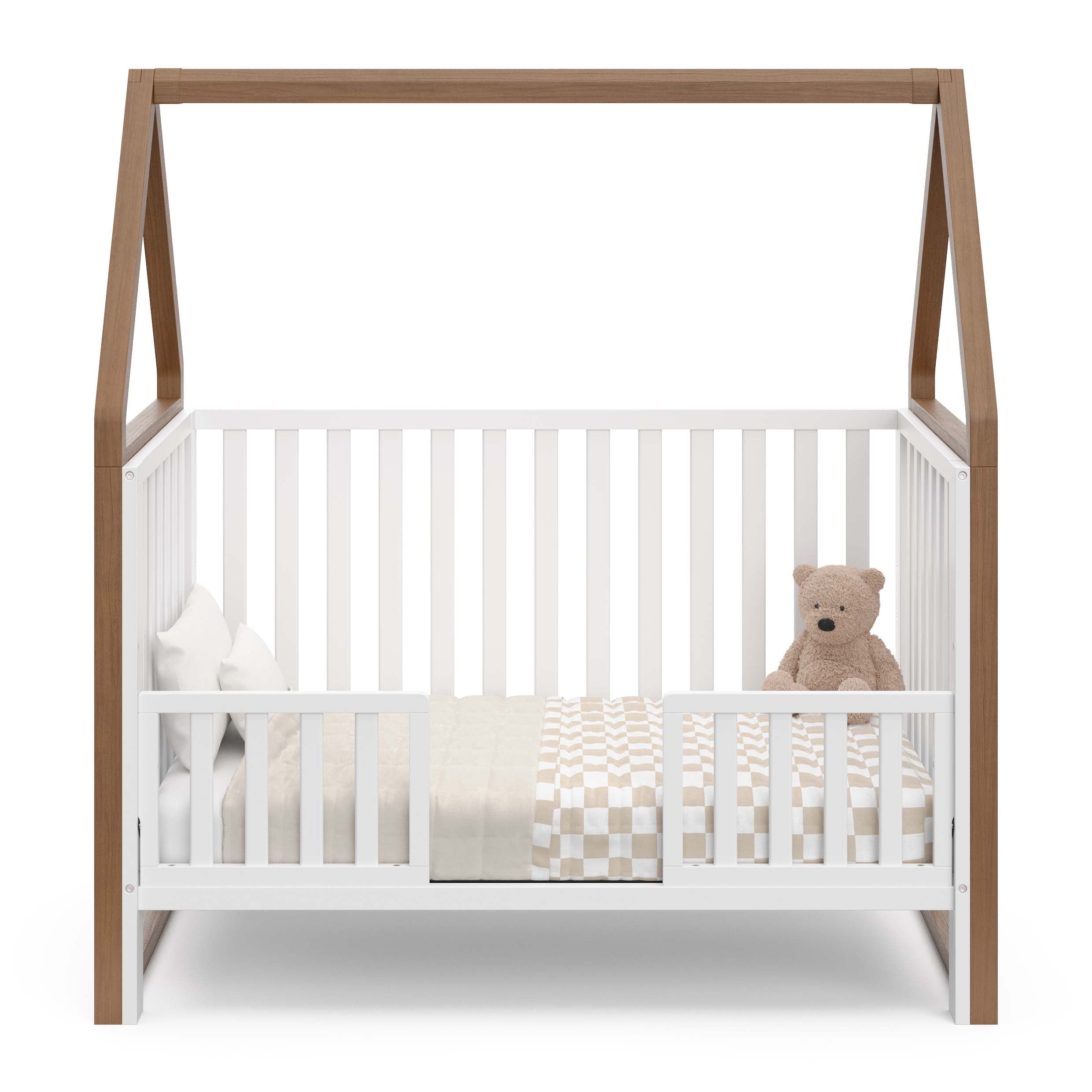 Storkcraft Orchard 5-in-1 Convertible Baby Crib, White/Hazelnut