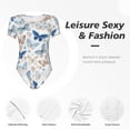 thumbnail image 6 of Daiia Butterfly print Women's Crew Neck Short Sleeve Bodysuit Fashion Tops Fit Casual Basic Extender Bodysuit-Small, 6 of 9