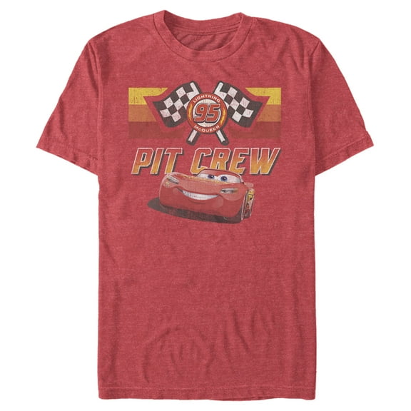 Men's Cars Pit Crew Team Graphic Tee Red Heather X Large