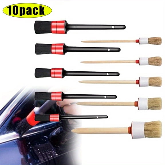 10PCS Auto Detailing Brushes Cleaner Car Detailing Brushes Exterior, Car Interior Brush for Detailing Cars Automotive Interior, Wheels, Exterior, Leather