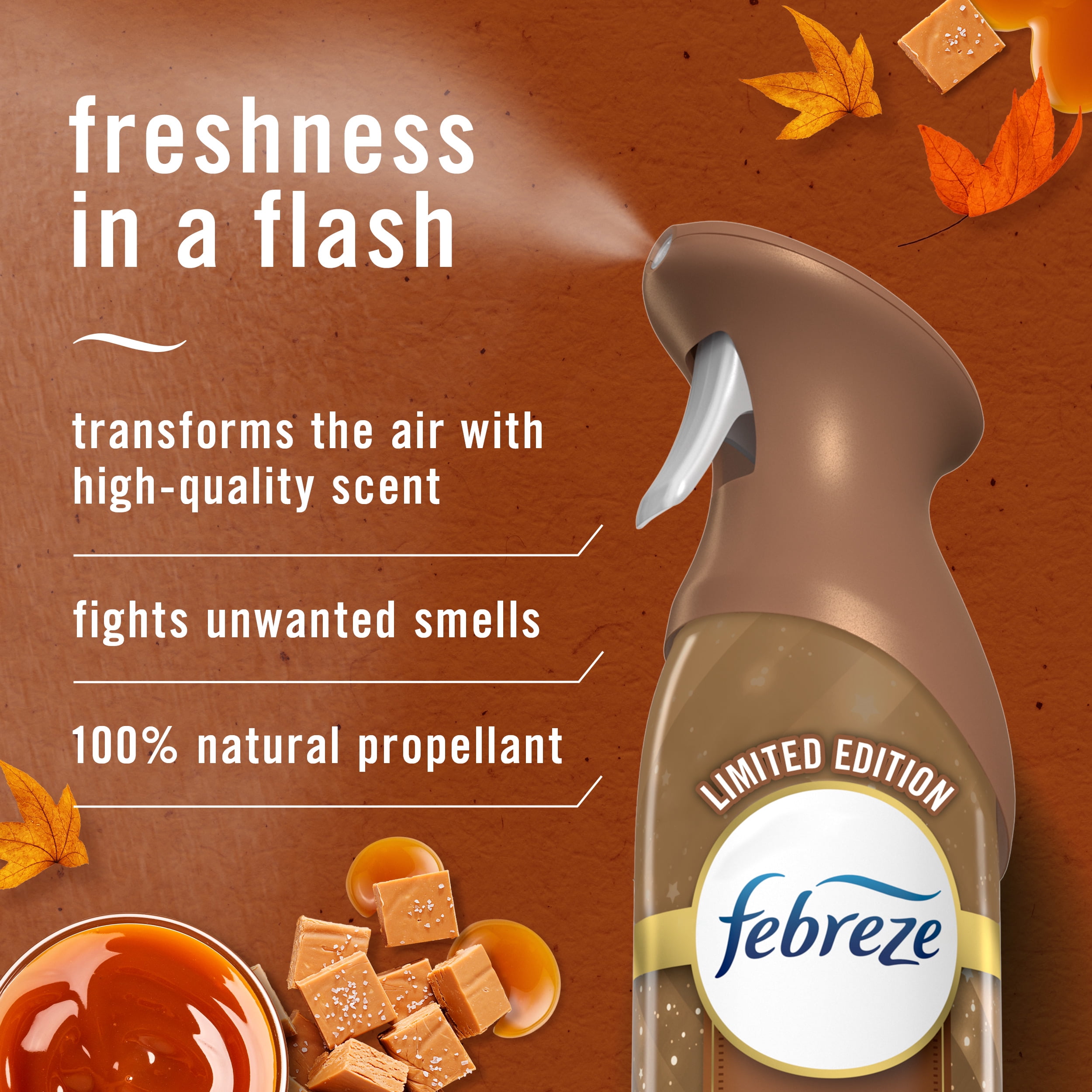 (3 pack) Febreze Air Mist, Odor-Fighting Air Freshener, Sea Salt Caramel & Maple, 8.8 oz. Aerosol Can