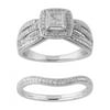 Forever Bride Round Diamond Sterling Silver Engagement Ring Trio Set (1/3 ct tw, J-K color, I2-I3 Clarity).