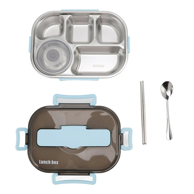 Bento Box, Stainless Steel Portable 4 Locking Clips Lunch Storage Box For Refrigerator For Outdoor For Adults Green,Blue,Pink