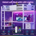 thumbnail image 4 of Afuhokles Loft Twin Size Bed with Desk, LED Lights and Charging Station, Metal Loft Bed Frame with Fabric Drawers and Shelves, White, 4 of 8