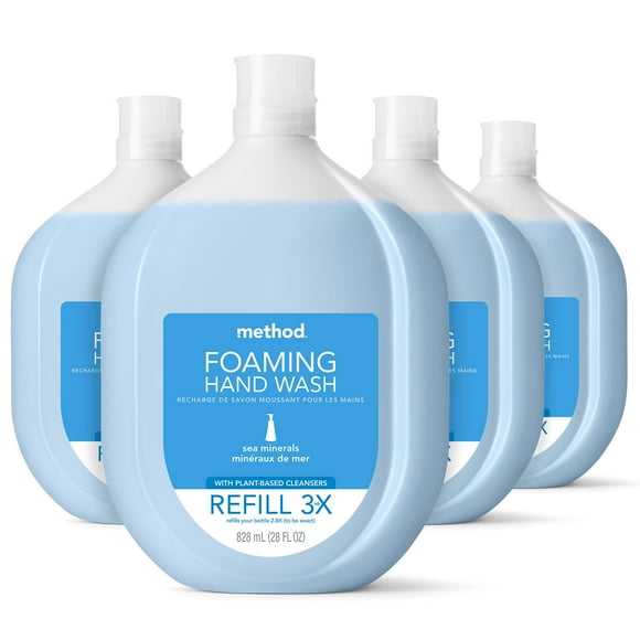 Método de recarga de jabón espumoso para manos Sea Minerals, 800 ml (paquete de 4)