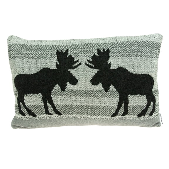 Parkland Collection Buck Lodge Gray Decorative Throw Pillow, 16 x 24 Cotton Lumbar Pillow