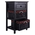 thumbnail image 2 of Patiojoy 3 Layer Bed Side Wood Table Storage Units End Table Organizer w/2 Withdrawable Rattan Drawers, 2 of 8