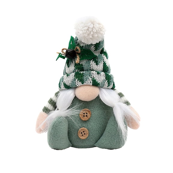 Ruanlalo Christmas Gnome Doll Decoration Handmade Plush Green Swedish Tomte Figurine Holiday Elf Dwarf Ornaments for Home Tiered Tray Tabletop Decor