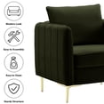 thumbnail image 5 of SZLIZCCC Modern Velvet Accent Chair, Single Sofa Chairs Armchair with Square Arm, Upholstered Accent Chairs for Living Room Green, 5 of 7