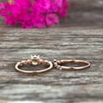 thumbnail image 4 of Classic 10k Rose Gold 2 Carat 6mm Round Cut Aquamarine Engagement Ring With Matching Wedding Band Anniversary Gift Art Deco, 4 of 5