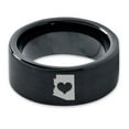 thumbnail image 2 of Tungsten Arizona The Grand Canyon State Heart Band Ring 9mm Men Women Comfort Fit Black Flat Cut Brushed Polished, 2 of 4