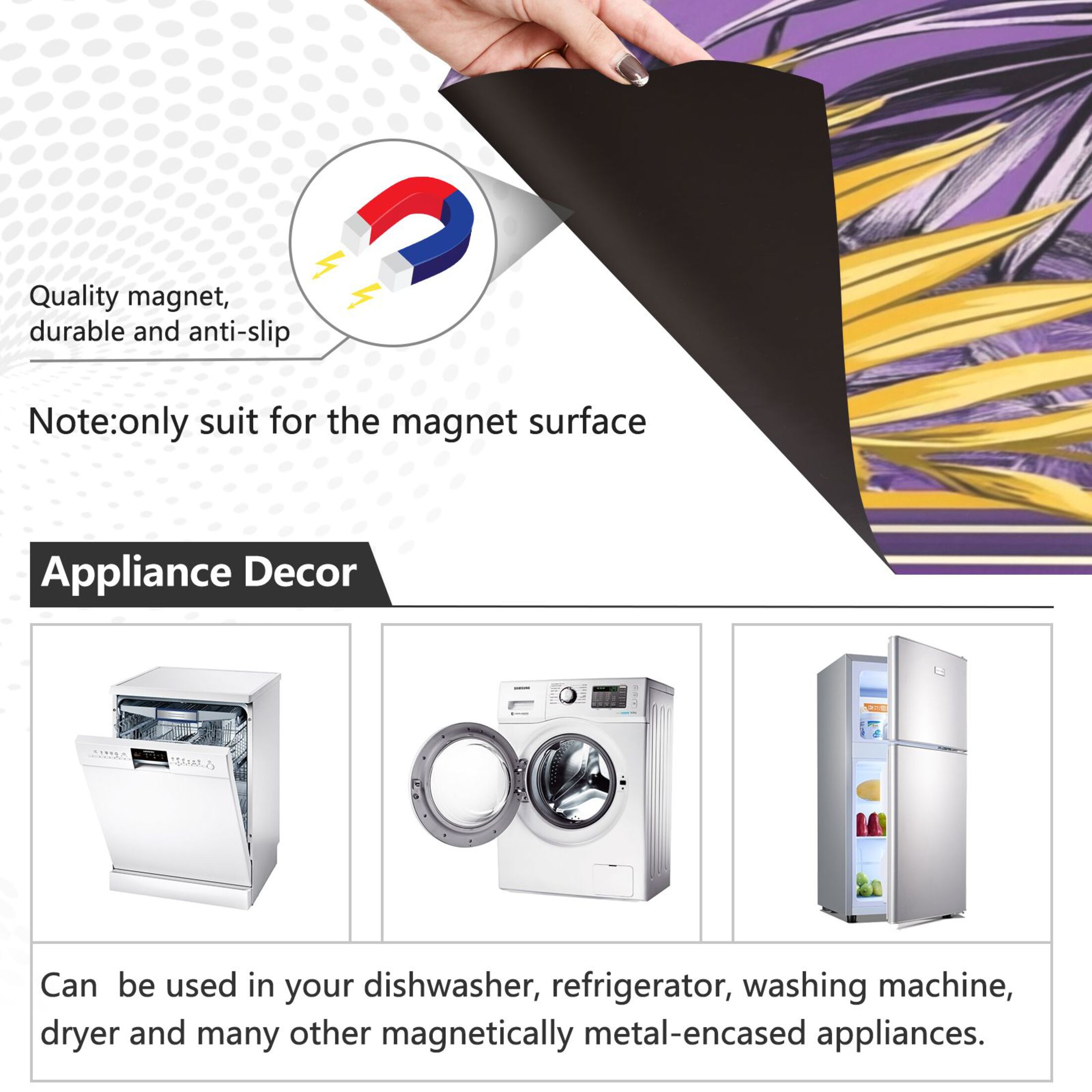 Dishwasher Magnetic Sticker 23x26 Inch Refrigerator Magnetic Sticker Washing Machine Magnetic Sticker Kitchen Panel Magnetic Sticker Home Decor Cool Yellow Leaf