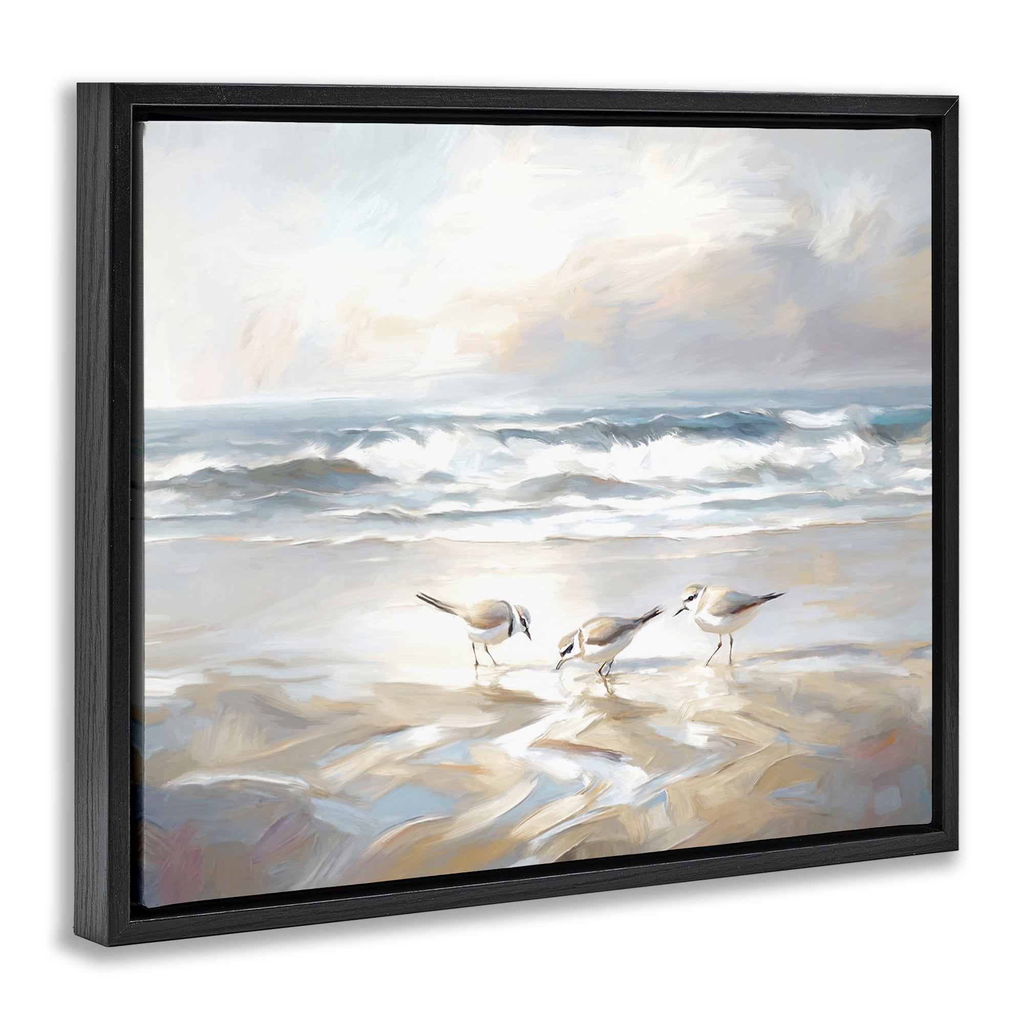 Stupell Industries Blue Haven Bay Coastal Painting Black Floater Framed Canvas Art Print Wall Art, 21 x 17