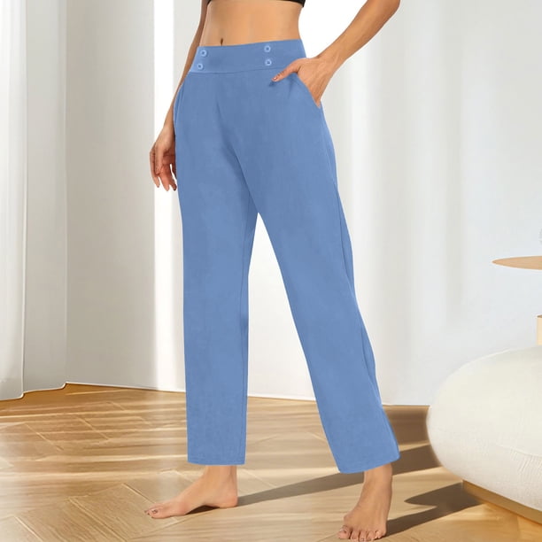 TaTaai Women's Loose Fit Yoga Pants with Pockets High Waist Stretchy Long Pants Casual Athletic Lounge Bottoms Tummy Control Non See Through Relaxed Fit Gift