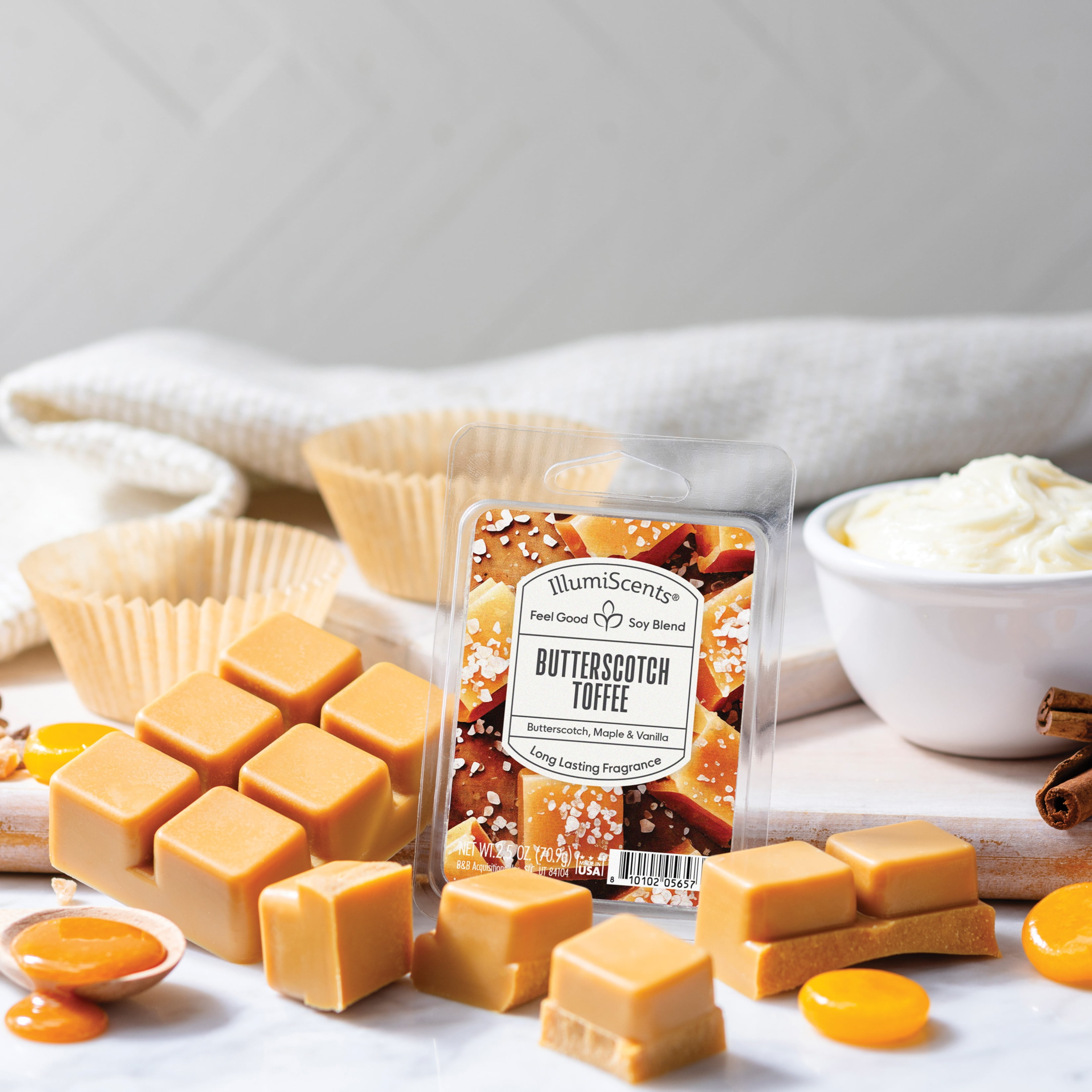 (3 pack) Butterscotch Toffee Wax Melts, IllumiScents, Highly Fragrant Soy Blend, 2.5 oz (1-Pack)