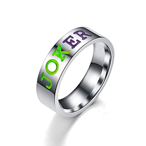 Joker and Harley Quinn Matching Couple Wedding Ring Band Set 925 Sterling Silver 