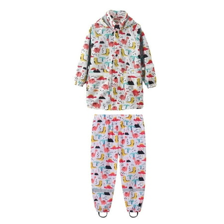 

Toddler Outfits For Boys Children Outdoor Raincoat Rain Pants Suit Cartoon Dog Panda Dinosaur Print Hoodie Tops Pants 2PCS Outfits Clothes Set Toddler Winter Clothes White 2-3 Years