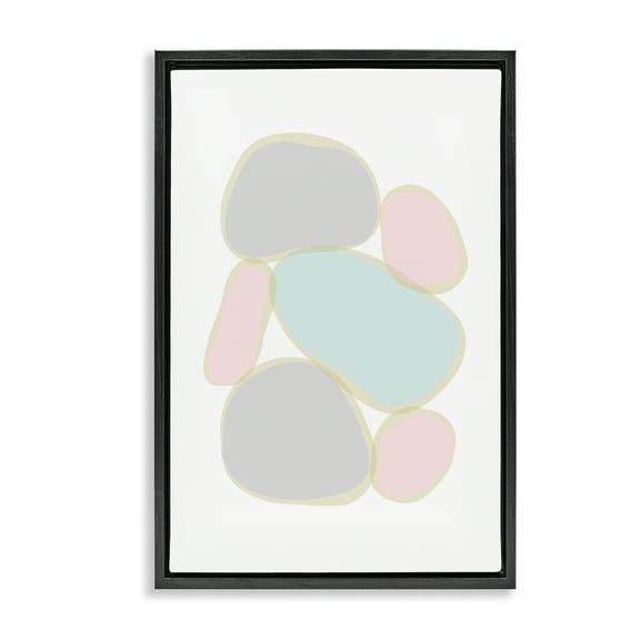 Stupell Industries Pastel Pebble Shapes Abstract Painting Black Floater Framed Canvas Art Print Wall Art, 17 x 25