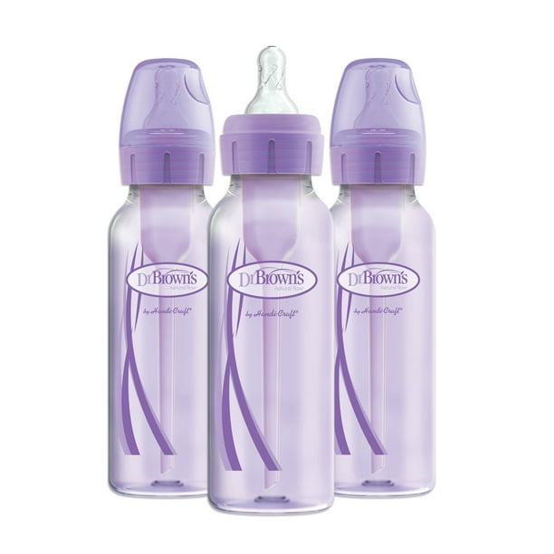 Belonend voetstuk Haan Dr. Brown's Options+ Anti-Colic Baby Bottles with Level 1 Nipples, Purple 3  Pack 8 oz, 0 mo+ - Walmart.com