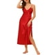 thumbnail image 2 of INSPIRAR CHIC Vestidos de Noche Largos de Satén para Mujeres con Escote en V, Quimono Suave, Vestido de Pijama, Vestido de Noche XL Rojo, 2 of 6