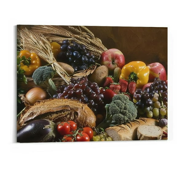 BCIIG Food Vegetable And Fruit Kitchen Canvas Wall Art unFramed Prints Artwork Fruit Pictures Wall Decor Food Poster For Home Living Room Kitchen Dining Room Restaurant Decoration 20"x16"