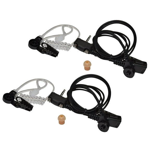 HQRP 2-Pack Acoustic Tube Earpiece Headset PTT Mic for Vertex Standard VX-210A, VX-228, VX-230