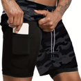 thumbnail image 1 of Men's Sportswear 2 In 1 Lightweight Cotton Training Shorts, Male Clothes For Gym Workout Yoga, 1 of 5