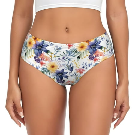 Womens Underwear - No Show Seamless Underwear for Women  Lilies Flowers Purple Yellow Soft Stretch Women s Panties  Hipster Ladies Panties Breathable Bikini Underwear Briefs