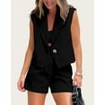 thumbnail image 3 of FreshPretty Womens Summer Two Piece Sets Button Sleeveless Crop Vest Blazer and High Waisted Shorts Suit Set Casual Outfits, 3 of 6