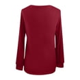 thumbnail image 5 of SMihono Clearance Lantern Sleeve Tunic T Shirt Blouse Womens Plus Size Solid Color Long Sleeve Crew Neck Keyhole Neck Solid Color Female Leisure Wine S, 5 of 9