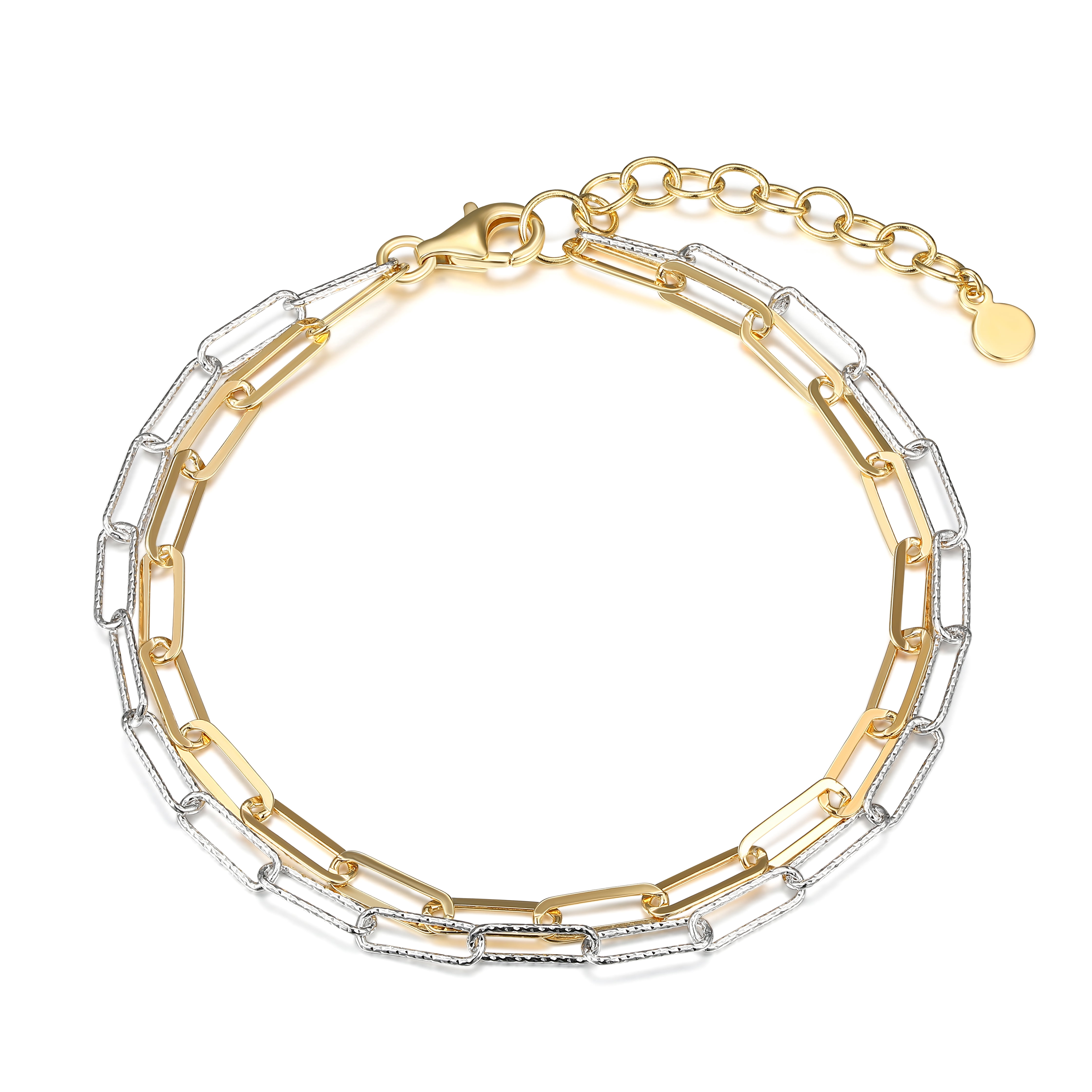 Double Link Paper Clip Bracelet, 6.75" + 1.25" Extension, Adult Female