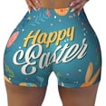 thumbnail image 2 of Balery Happy Easter Pantalones cortos de entrenamiento estampados para mujer, sin costuras, ajustados, para gimnasio, yoga, correr, deportes, ejercicio activo, fitness.-Medium, 2 of 8