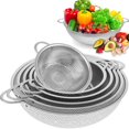 thumbnail image 1 of 6Pcs Stainless Steel Colanders with 2 Handles Heavy Duty Multipurpose Food Strainer Dishwasher Safe for Kitchen Draining Pasta Rinsing Vegetables Fruits, 1 of 6