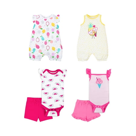 100% Organic Cotton Star-Pack Mix 'n Match Outfits, 6pc Gift Bag Set (Baby Girls)