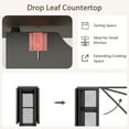 thumbnail image 6 of 50"D x 29.53"W Space Saving Folding Dining Table with 2 Tier Storage-Extendable Drop Leaf Farmhouse Wood Kitchen Dining Room Tables Set for 4, Collapsible Expandable Rectangle, Grey, 6 of 8