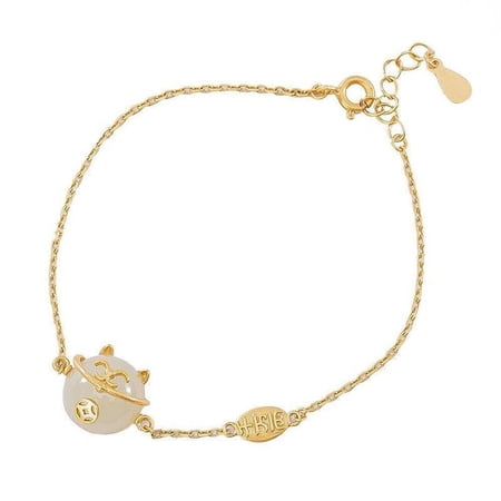 Chinese Retro Crafts Woman Jewelry Creativity Lucky Cat Natural Jade Bracelet