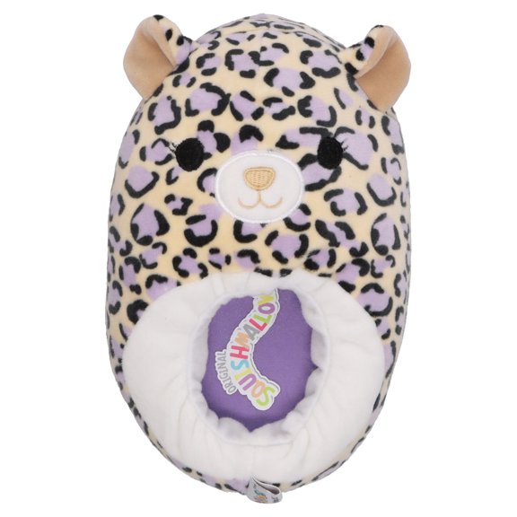 Squishmallows Kids Soft Step-in Slipper, Flat Purple & Tan Leopard, 2/3