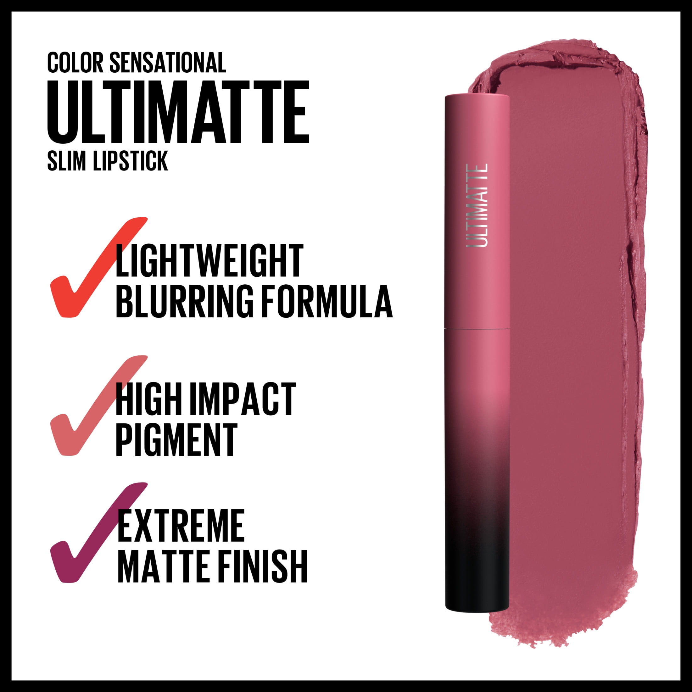 (2 pack) Maybelline Color Sensational Ultimatte Slim Lipstick Makeup, More Mauve, 0.06 oz.