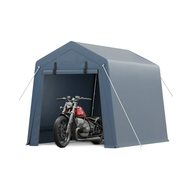 BeesClover Remise de Rangement Extérieure Portable - Abri d'Auto Ventilé avec Porte/fenêtres à Fermeture Éclair Enroulable, Robuste et Imperméable, Range Motocyclette, Vélo et Outils de Jardin