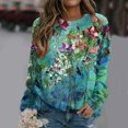 thumbnail image 2 of Camiseta de manga larga con cuello redondo y estampado de flores informal a la moda para mujer Fridja  bvmnju2131, 2 of 6