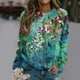 thumbnail image 1 of Puntoco Mujeres Moda Casual Flor Estampado Cuello Redondo Manga Larga Camiseta top Blusa Pullover Puntoco Puntoco-1630, 1 of 6