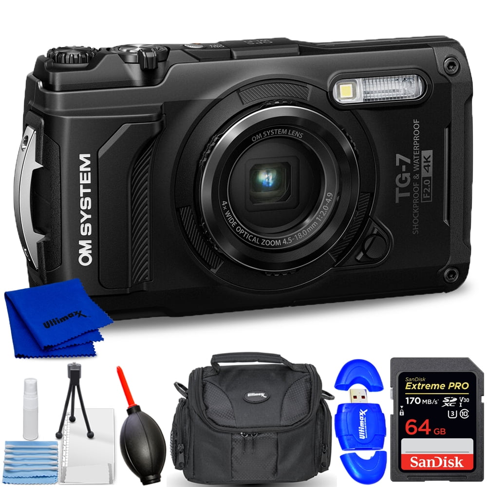 Olympus OM SYSTEM Tough TG-7 Point-and-Shoot Digital Camera (Black
