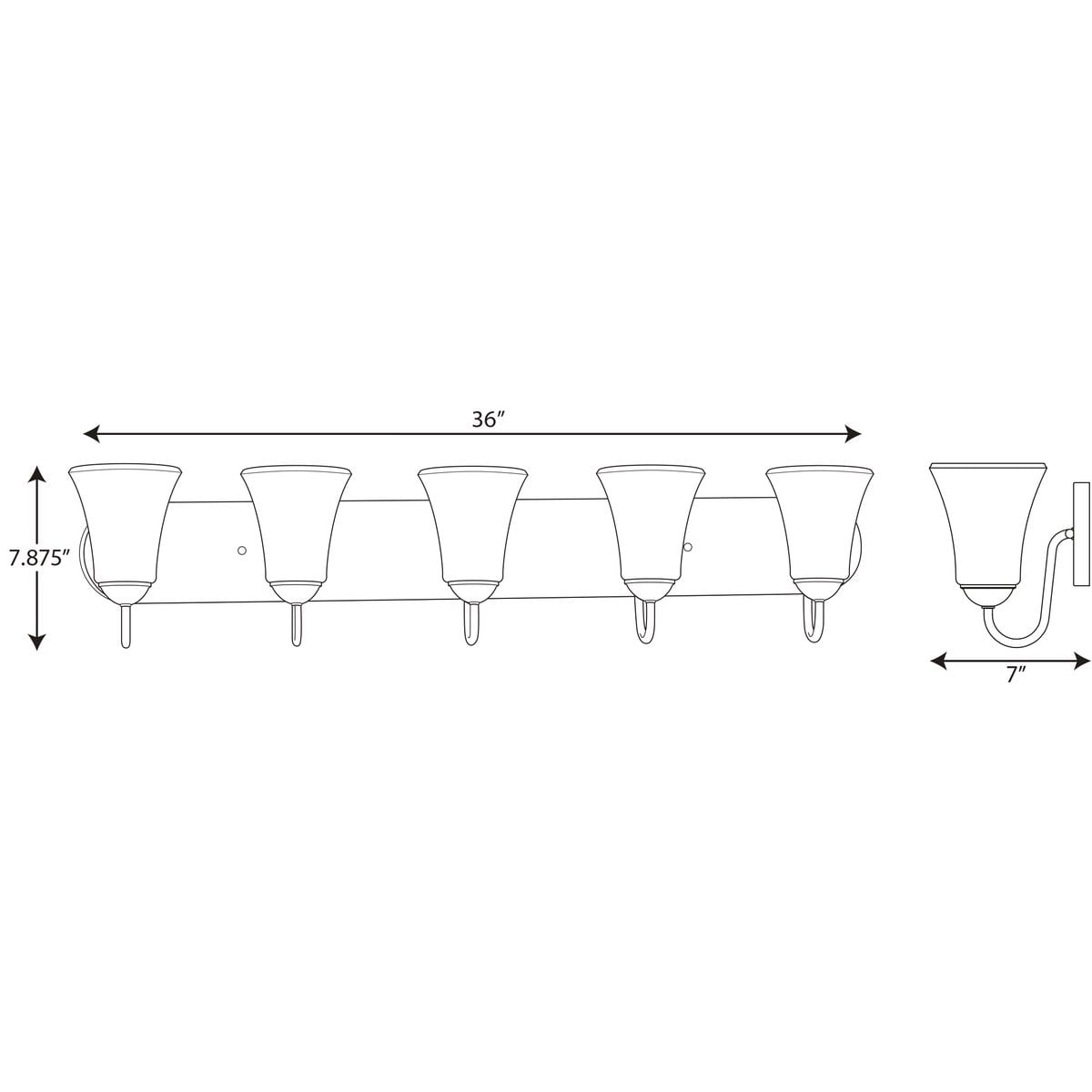 Classic Collection Five-Light Matte Black Etched Glass Traditional Bath Vanity Light