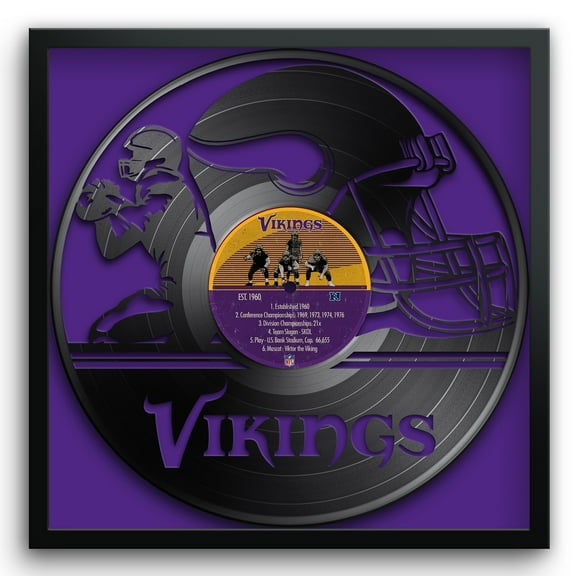 Minnesota Vikings Framed 13" x 13" Vinyl Record Art Print