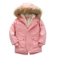 thumbnail image 2 of lkfuzj Boys Winter Hooded Down Coat Jacket Thick Cotton-padded Jacket Kids Warm Faux Fur Outerwear Coat 2024 New Winter Coat Warm Water-Resistant Puffer Jacket Thick Fleece Parka Pink, 2 of 4
