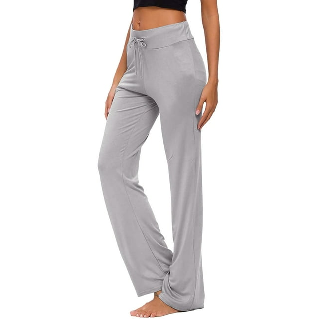 Pantalones microacampanados de fitness para mujer: pantalones de yoga deportivos y holgados, tallas M-XXXXL con detalles de cadera/circunferencia del muslo/longitud; para todas las estaciones.