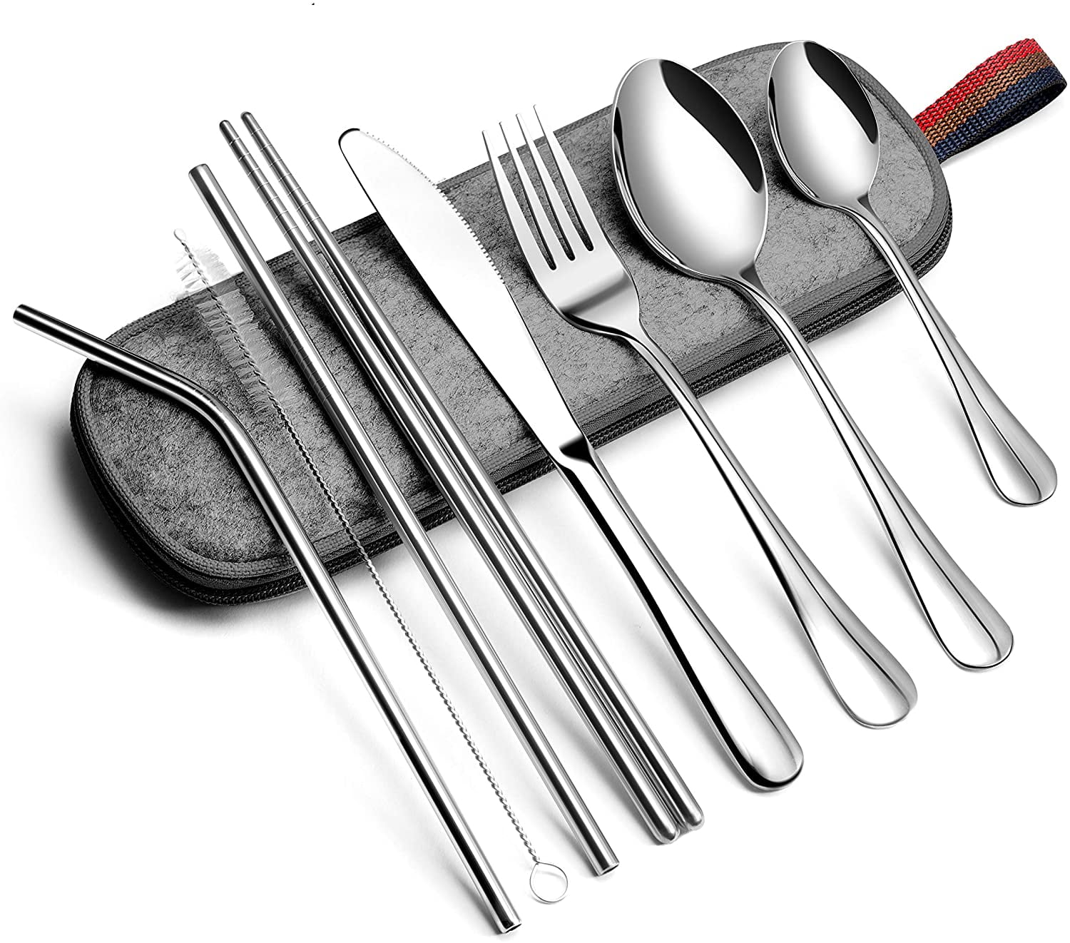 9pc Tableware Portable Silverware Travel/Camping Cutlery Set Knives Fork Spoon 