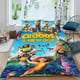 thumbnail image 2 of Los Croods Conjunto de sábanas temático, trío de piezas, cómodo y amigable con la piel, diseño único, regalo de decoración para el hogar para familiares, amigos y fans,173cm *218cm, 2 of 6