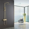thumbnail image 3 of Wall Mounted Exposed Brushed Gold Rain Shower System Set, Triple Function Tub Spout Shower Faucet Fixture Combo Set, 3 of 5