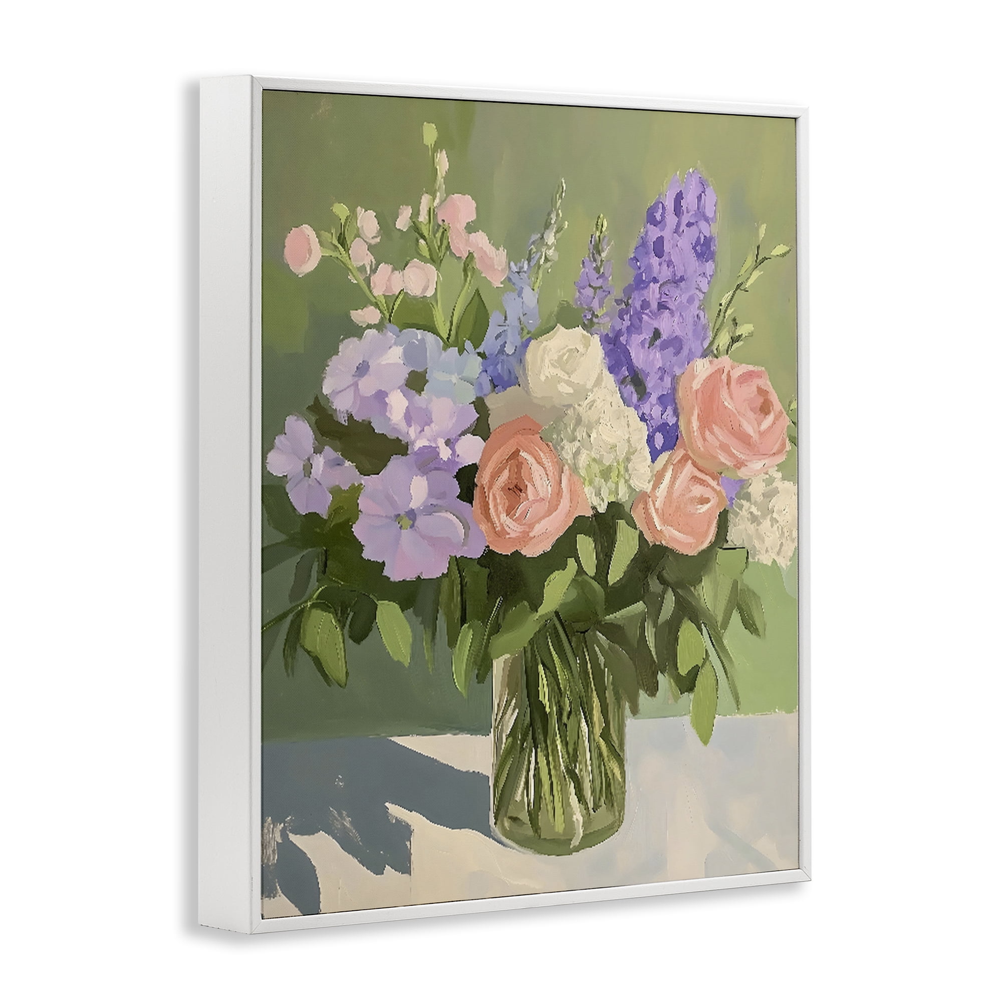 Stupell Industries Mixed Roses & Lilacs Bouquet White Framed Giclee Art, design by The Prints Vibe